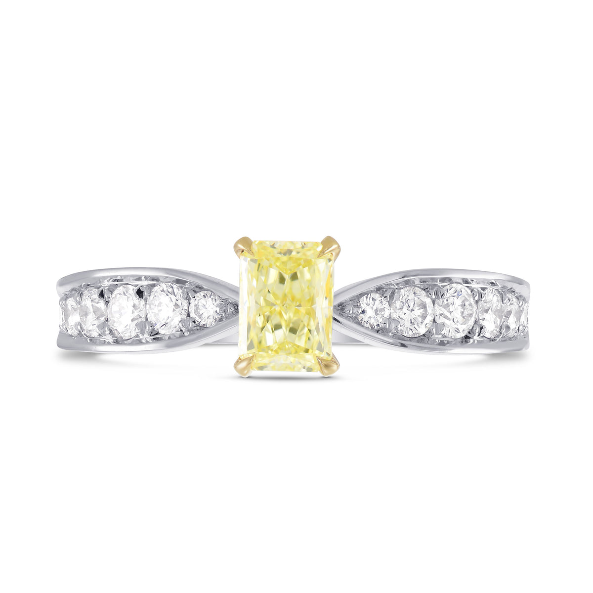 Fancy Light Yellow, Radiant Diamond Side Stone Ring