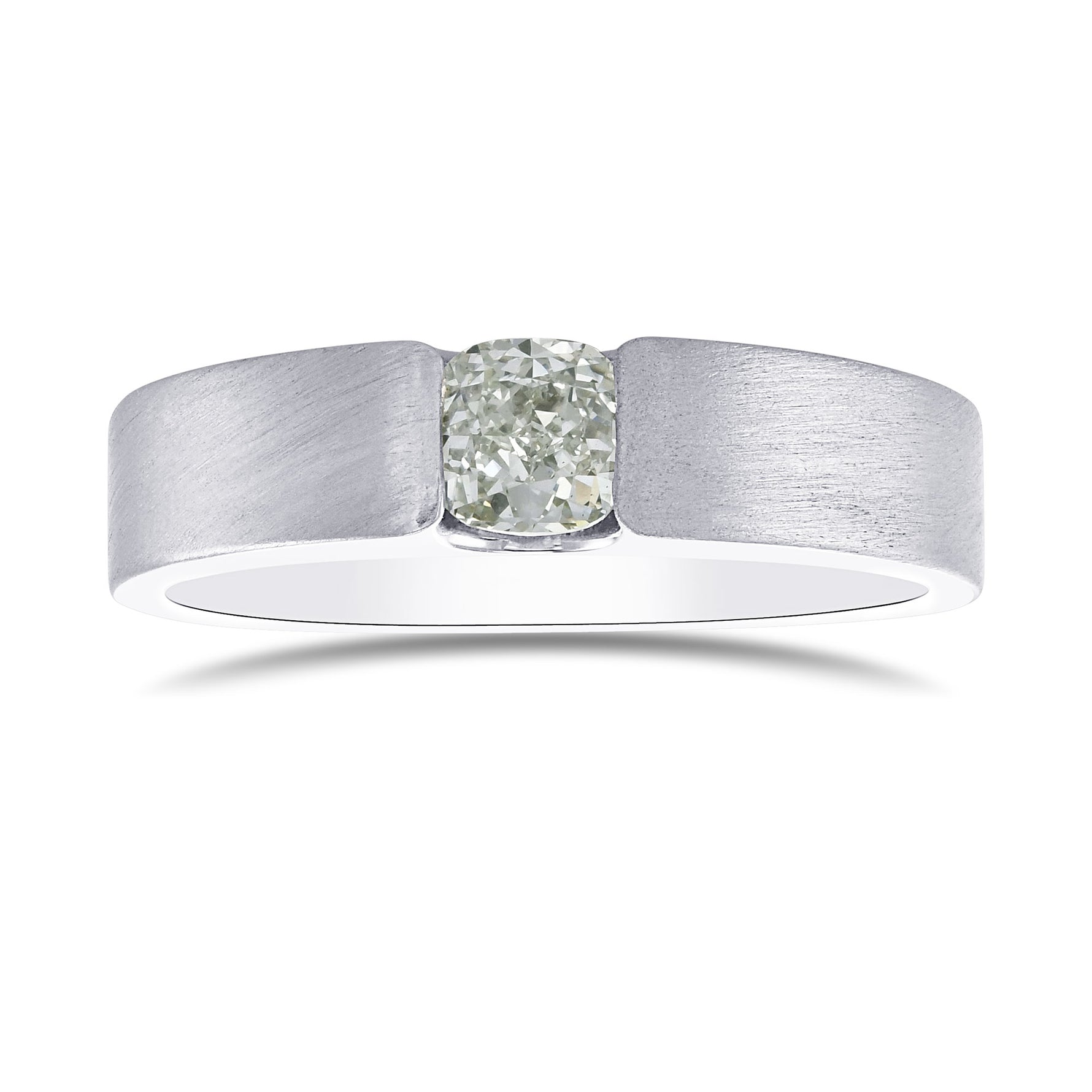 Fancy Light Green Cushion Diamond Solitaire Band