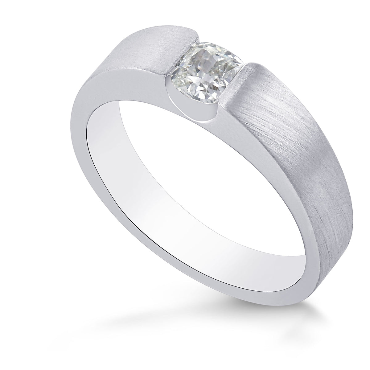 Fancy Light Green Cushion Diamond Solitaire Band