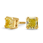  Fancy Light Yellow Radiant Stud Earrings