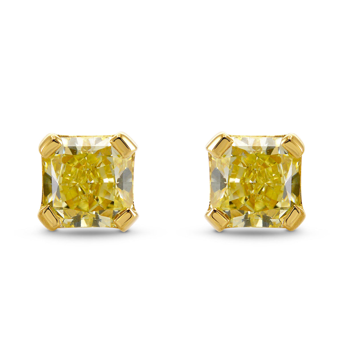  Fancy Light Yellow Radiant Stud Earrings