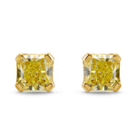  Fancy Light Yellow Radiant Stud Earrings