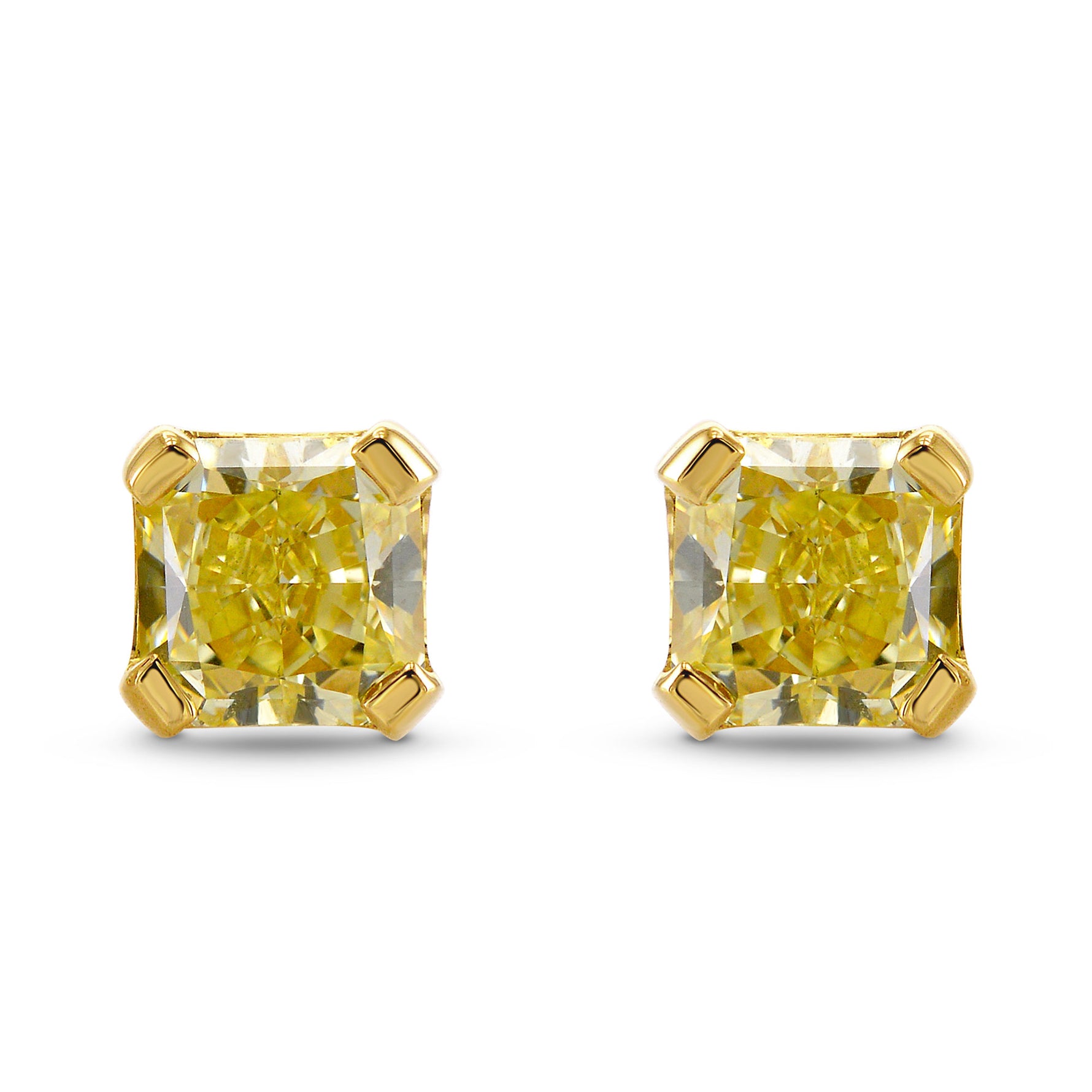  Fancy Light Yellow Radiant Stud Earrings