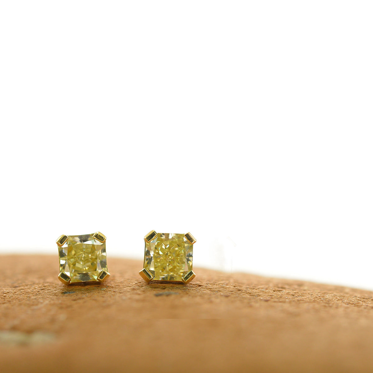  Fancy Light Yellow Radiant Stud Earrings