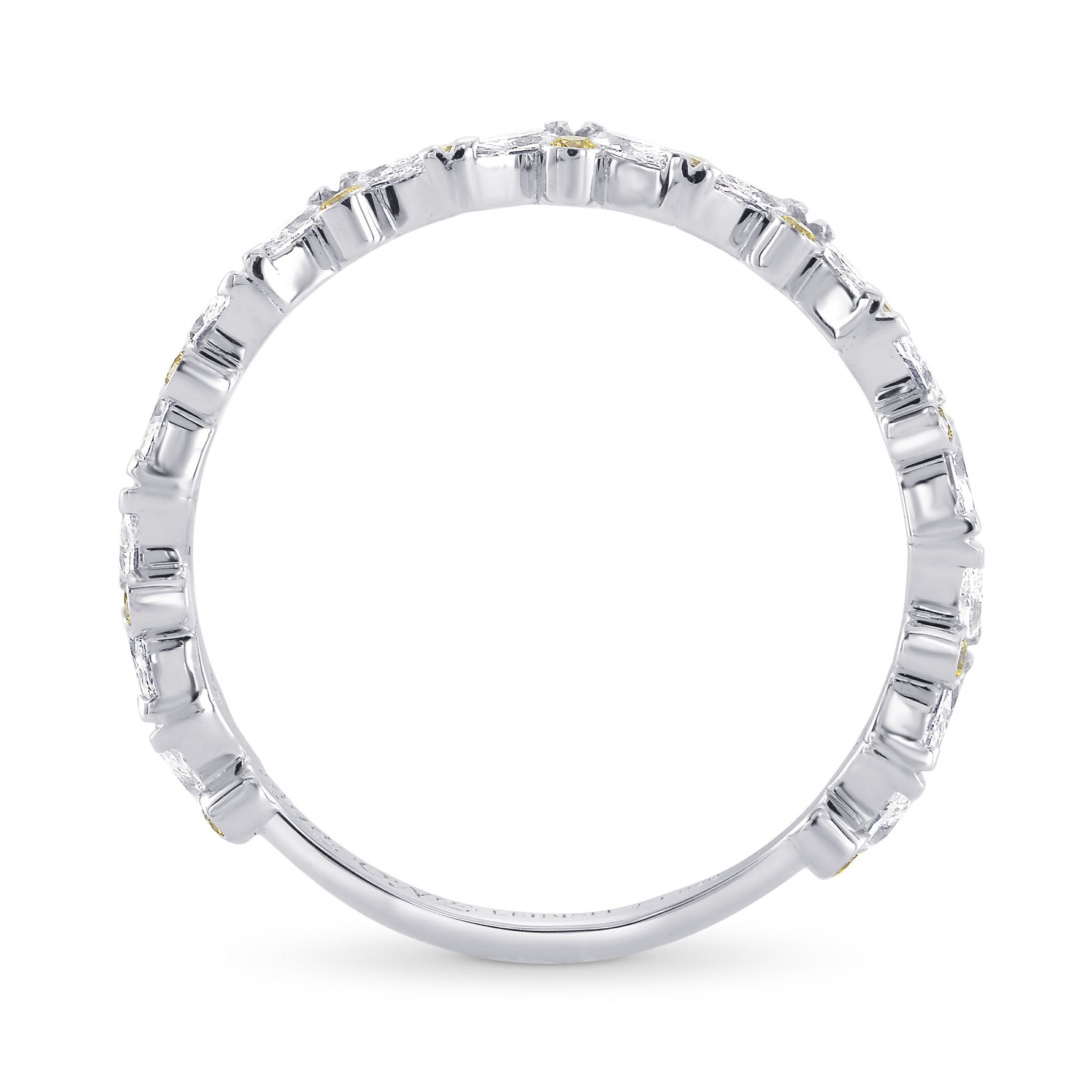 Marquise & Round Fancy Yellow Diamond Wedding Band