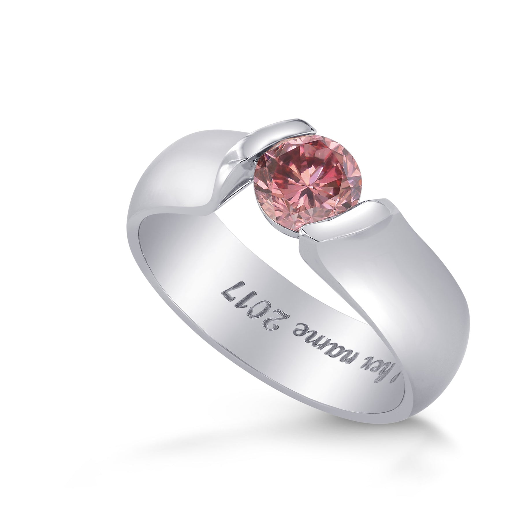 Fancy Vivid Pink Round Brilliant Solitaire Ring