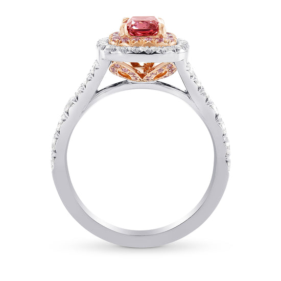 Fancy Deep Pink Radiant Diamond Double Halo Ring