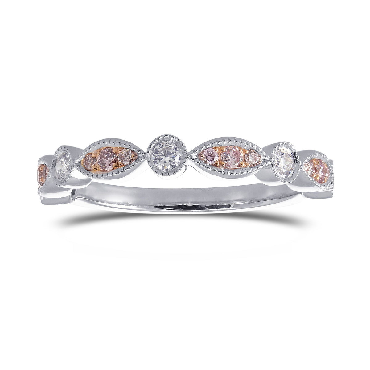 Pink & White Diamond Milgrain Designer Band