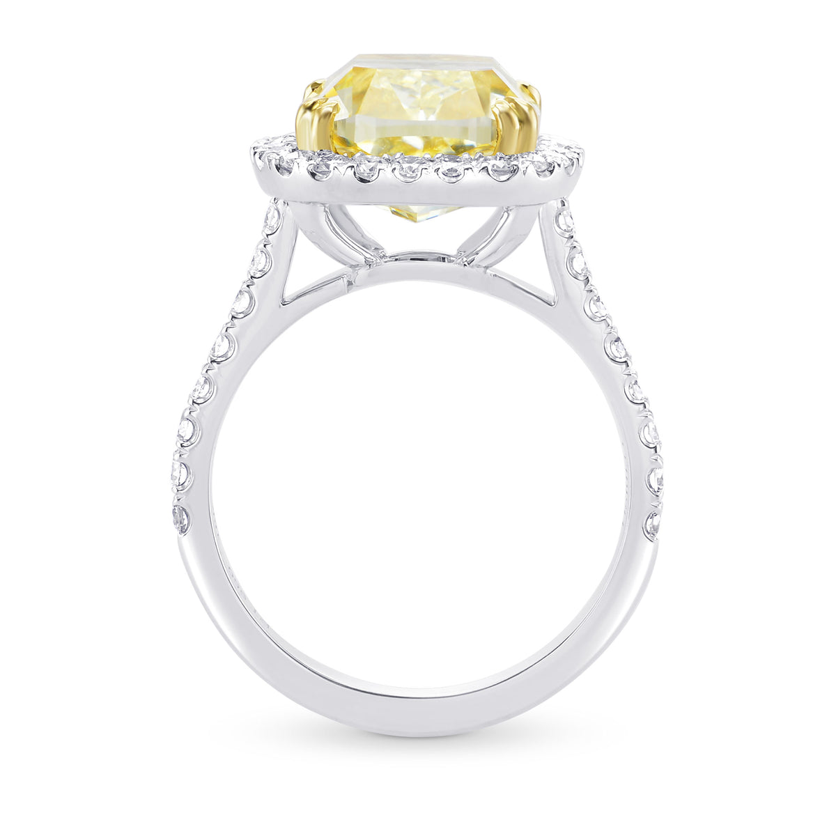 Fancy Light Yellow Cushion, Diamond Halo Ring