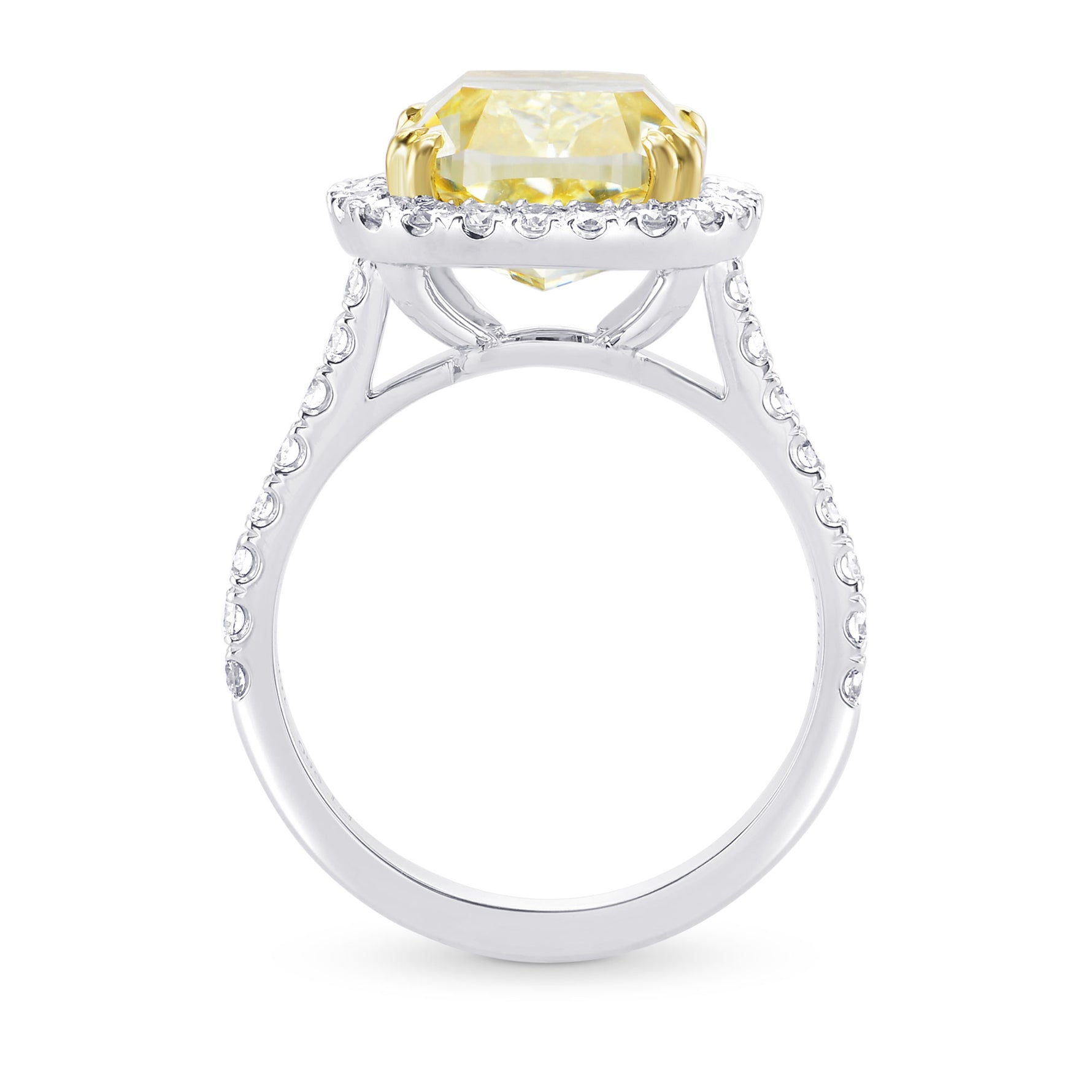 Fancy Light Yellow Cushion, Diamond Halo Ring