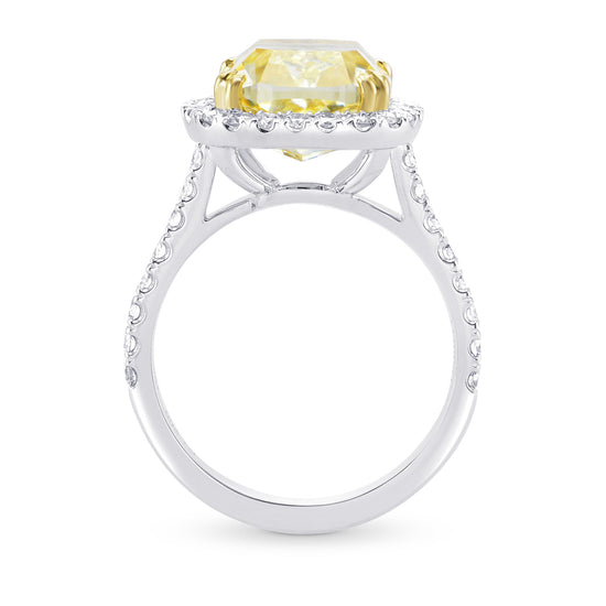 Fancy Light Yellow Cushion, Diamond Halo Ring