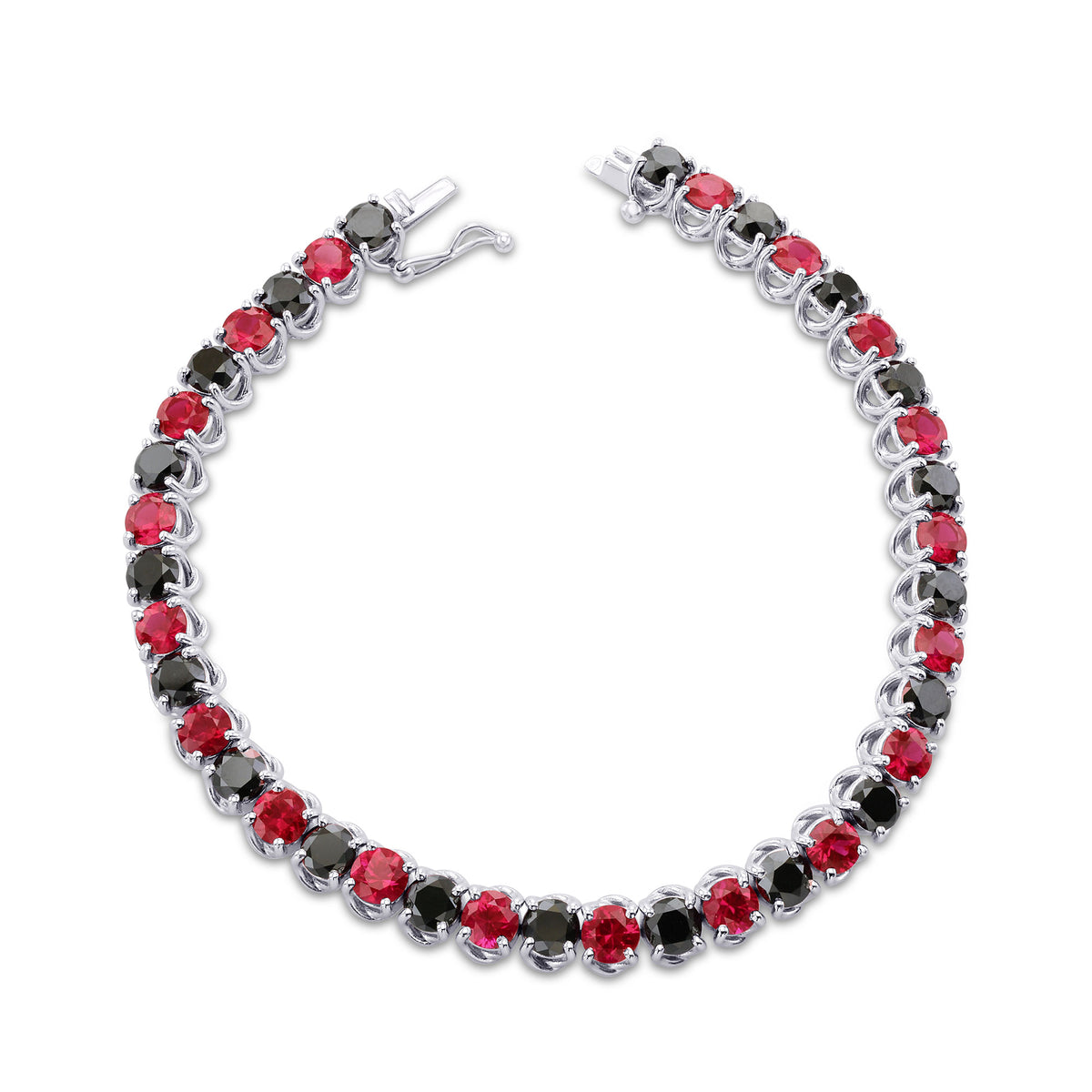 Black Diamond & Red Ruby Tennis Bracelet