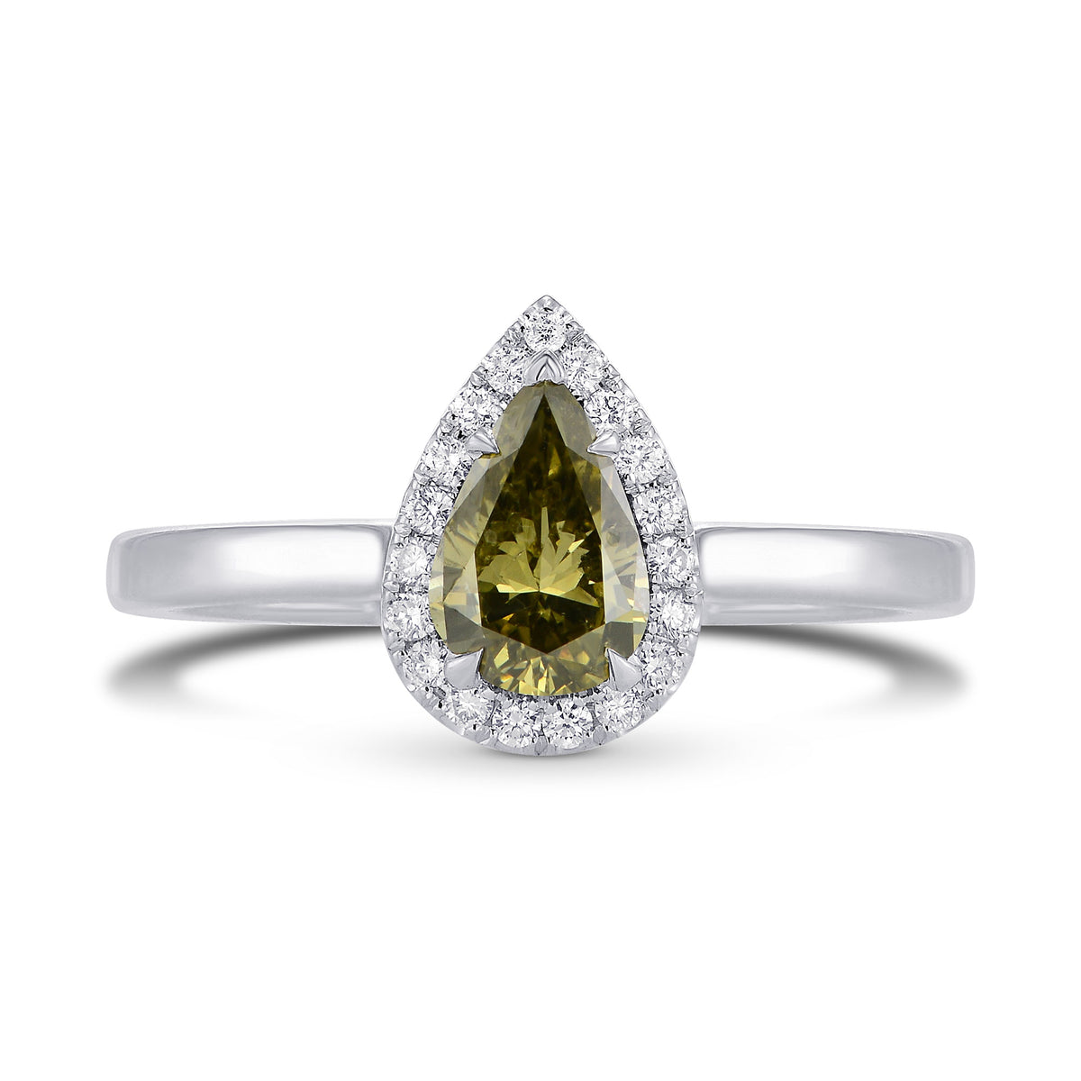 Chameleon Pear Halo Diamond Ring