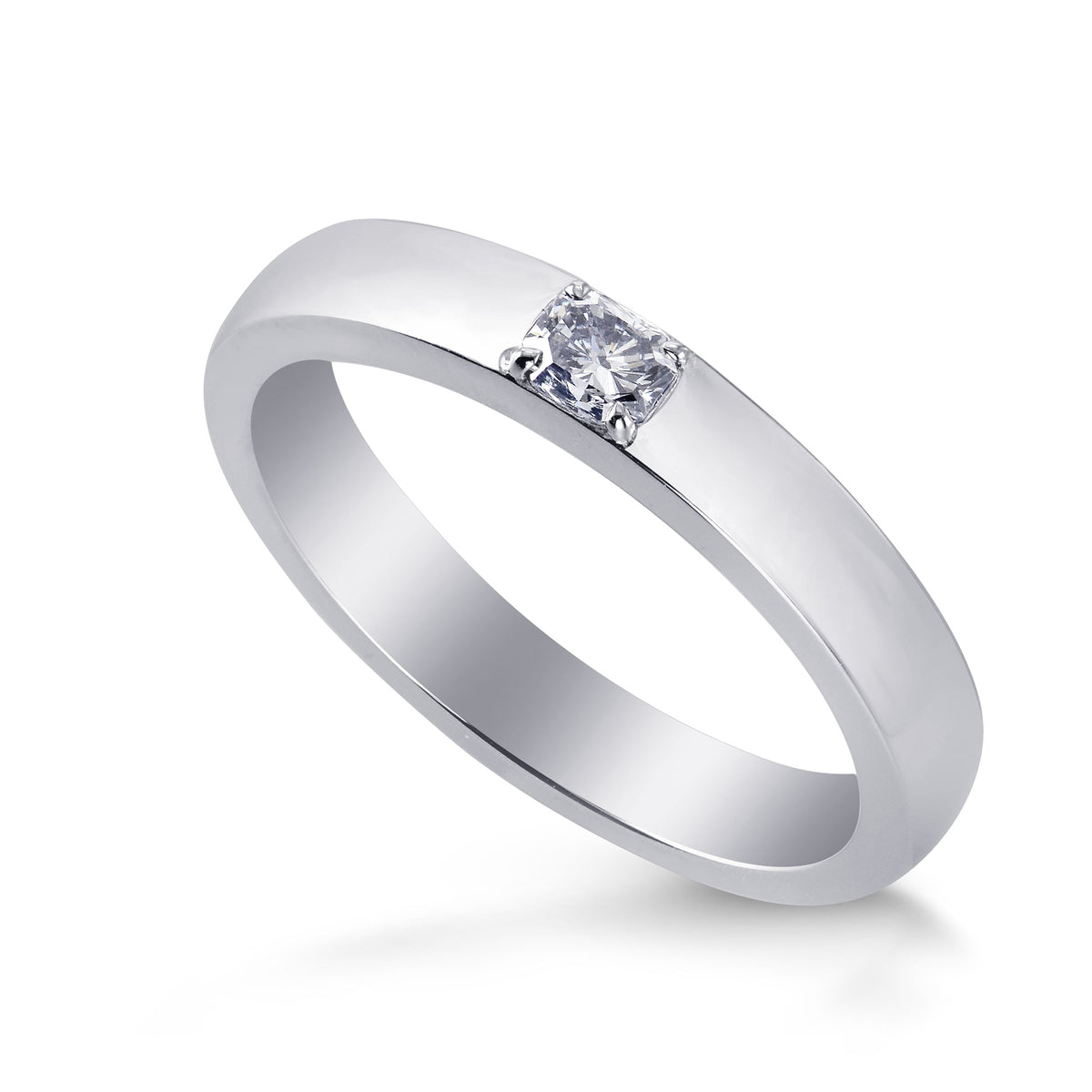 Fancy Intense Blue Radiant Diamond Band Ring