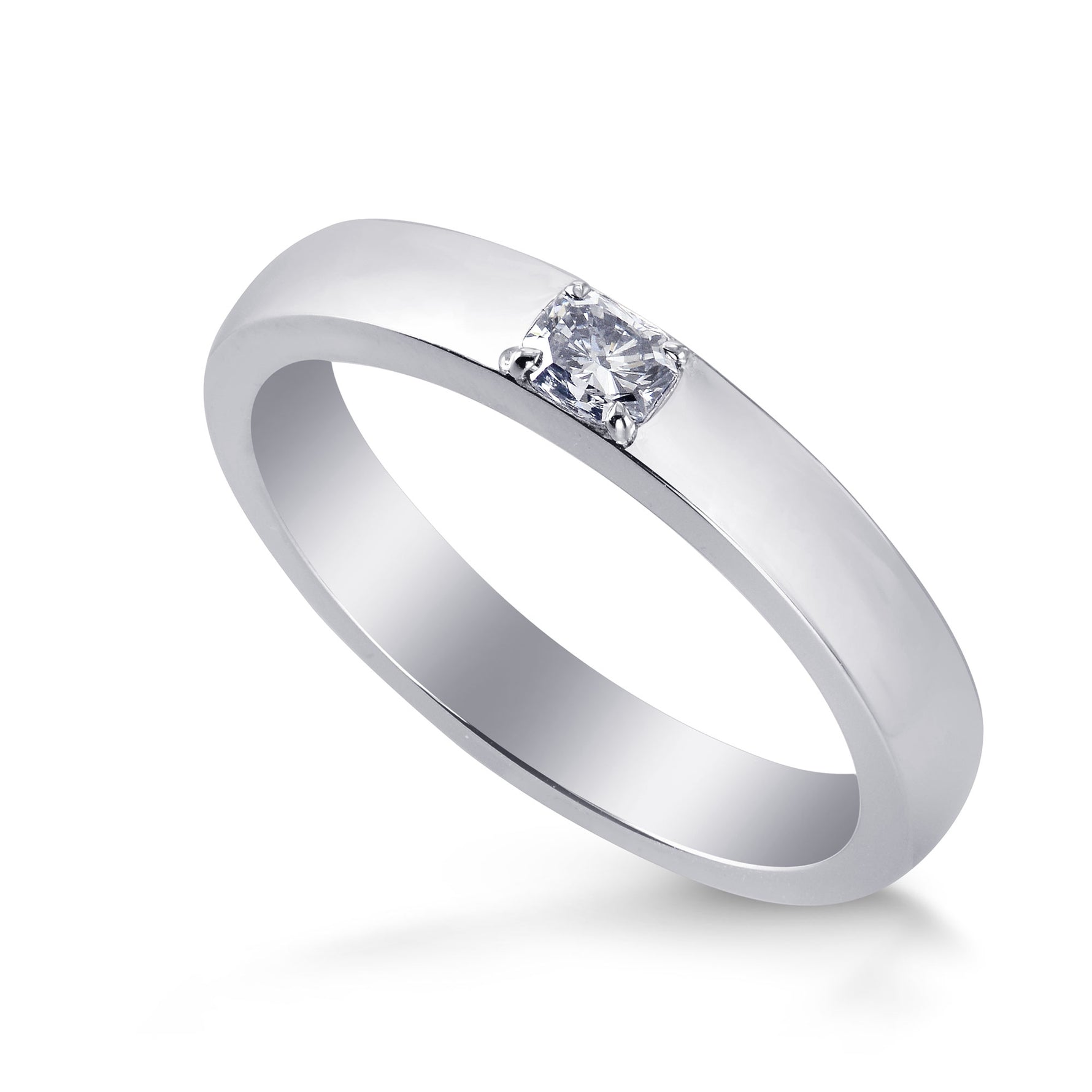 Fancy Intense Blue Radiant Diamond Band Ring