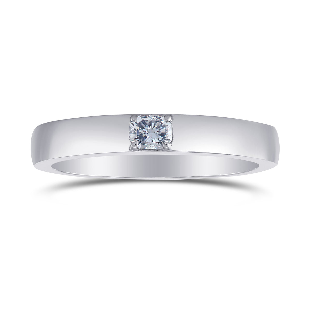 Fancy Intense Blue Radiant Diamond Band Ring