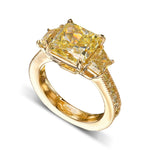 Fancy Yellow Radiant Three Stone Ring