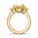 Fancy Yellow Radiant Three Stone Ring