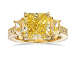 Fancy Yellow Radiant Three Stone Ring
