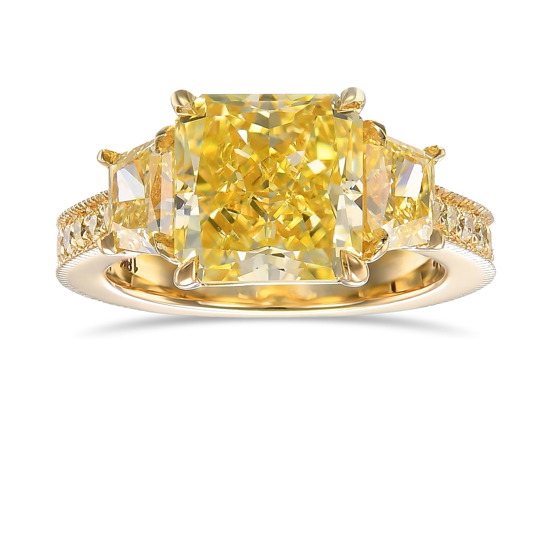 Fancy Yellow Radiant Three Stone Ring