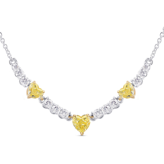 Fancy Yellow Heart shape and White Diamond Necklace