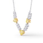 Fancy Yellow Heart shape and White Diamond Necklace