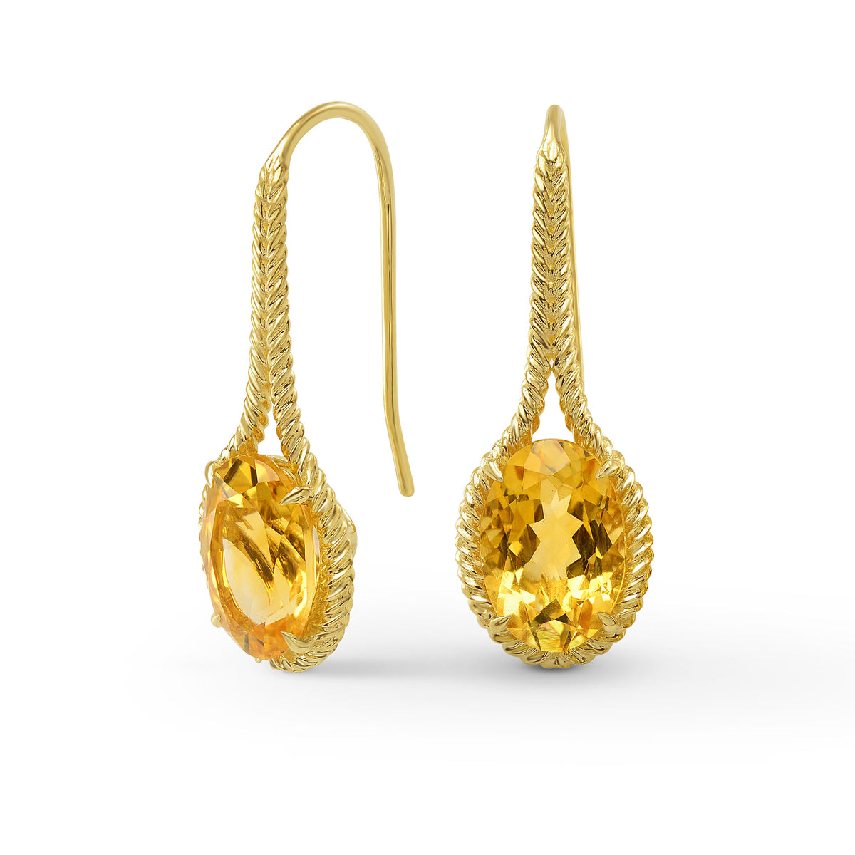 Orange Oval Citrine Drop Earrings