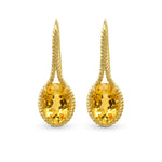 Orange Oval Citrine Drop Earrings