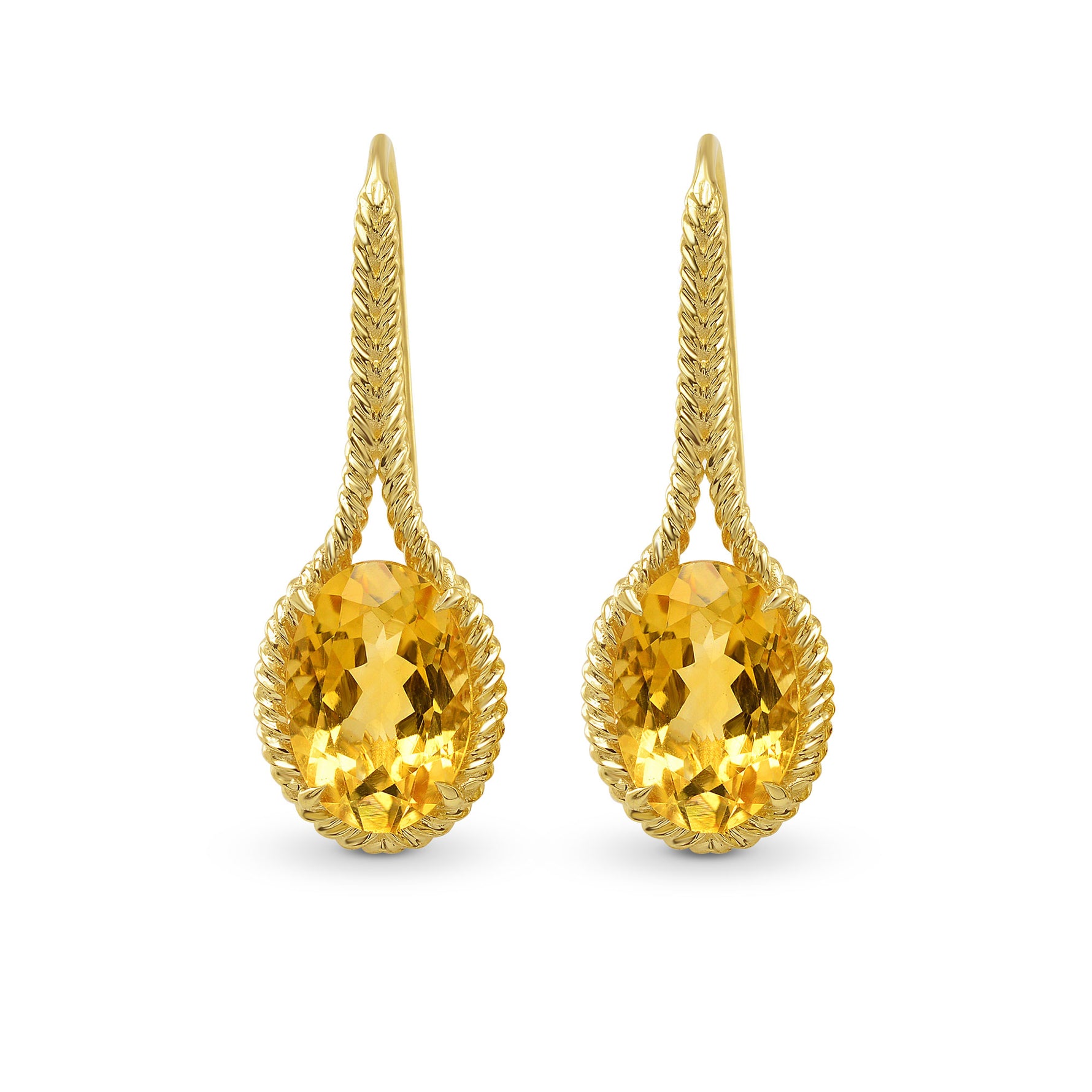 Orange Oval Citrine Drop Earrings