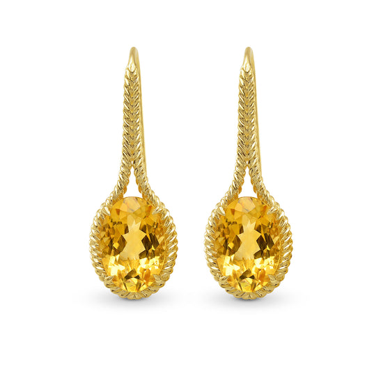 Orange Oval Citrine Drop Earrings