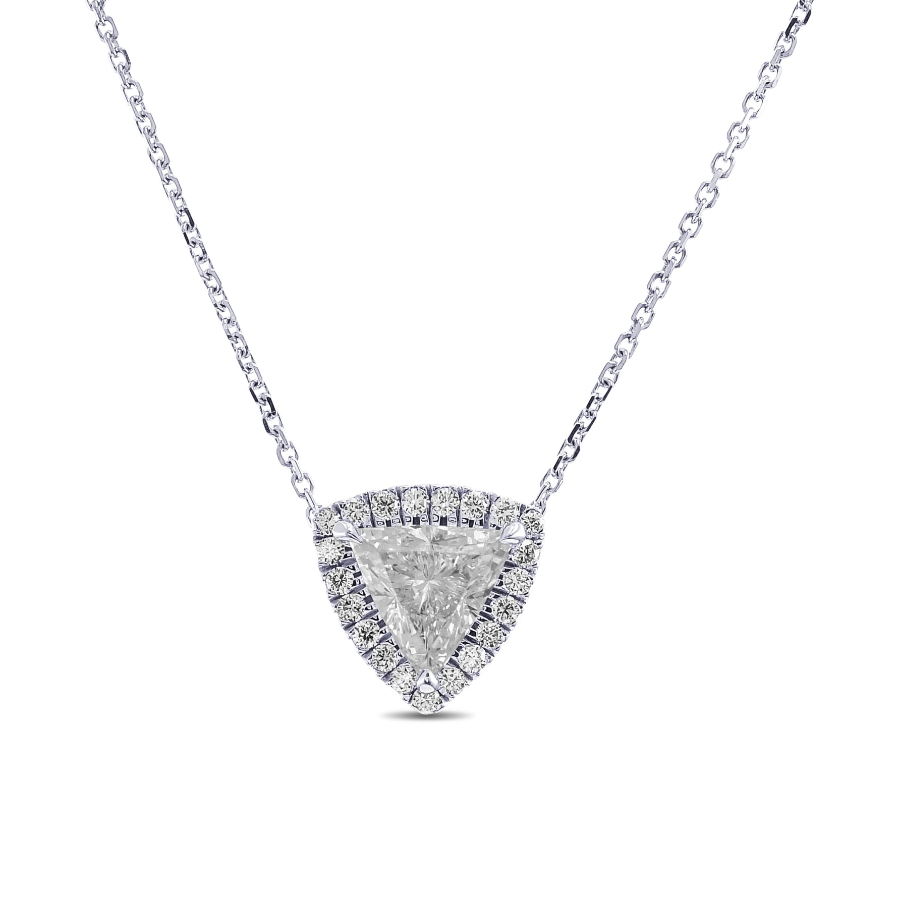 Triangle White Diamond Halo Pendant