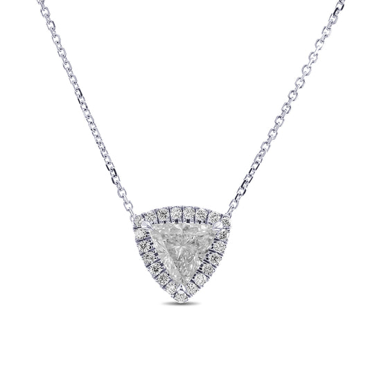 Triangle White Diamond Halo Pendant