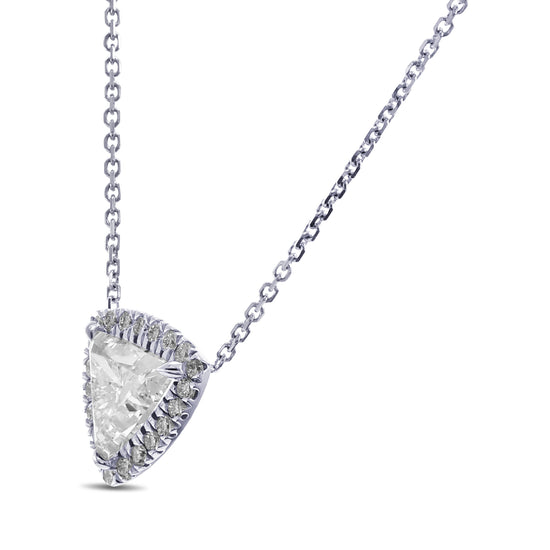 Triangle White Diamond Halo Pendant - 2