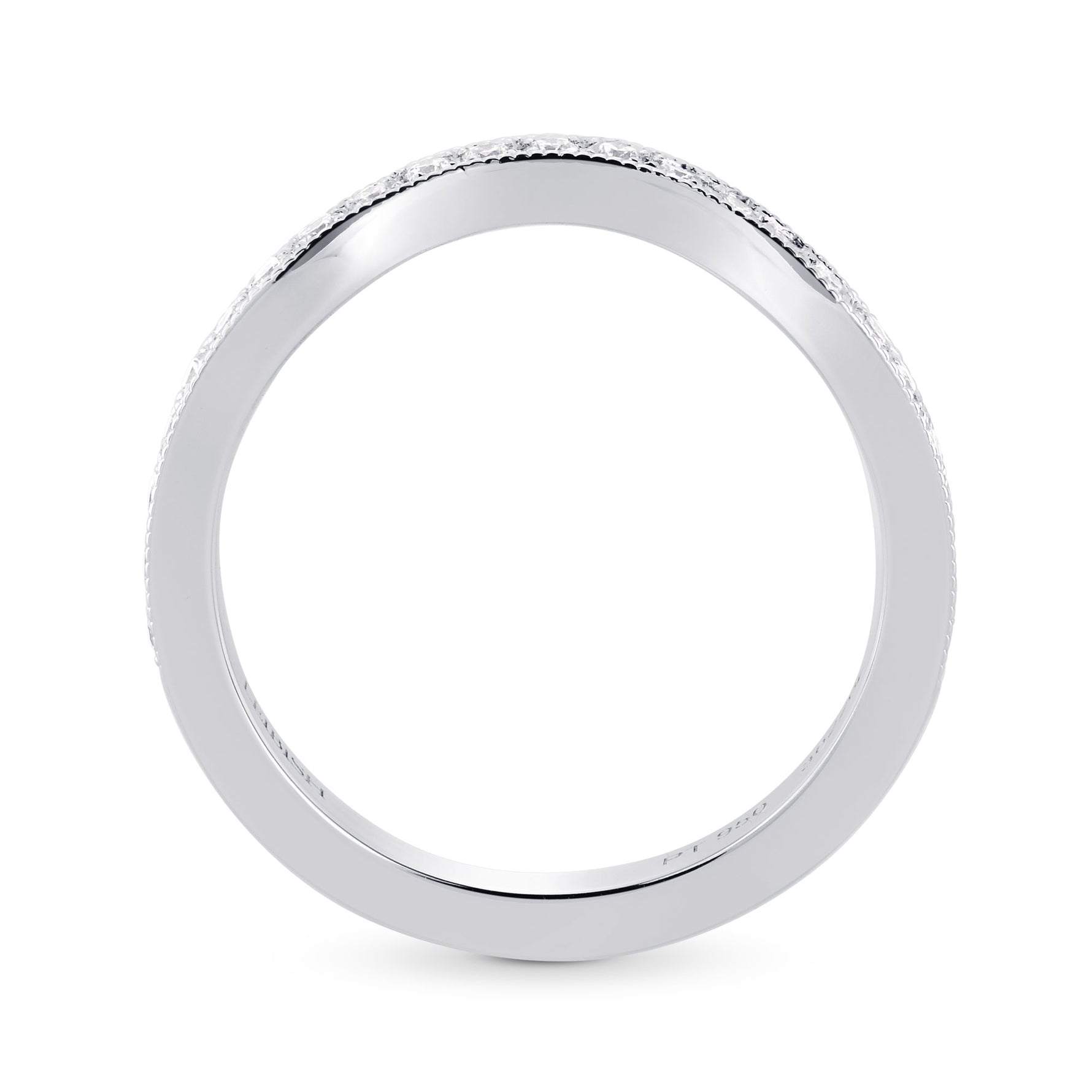 Contoured Milgrain Diamond Wedding Band