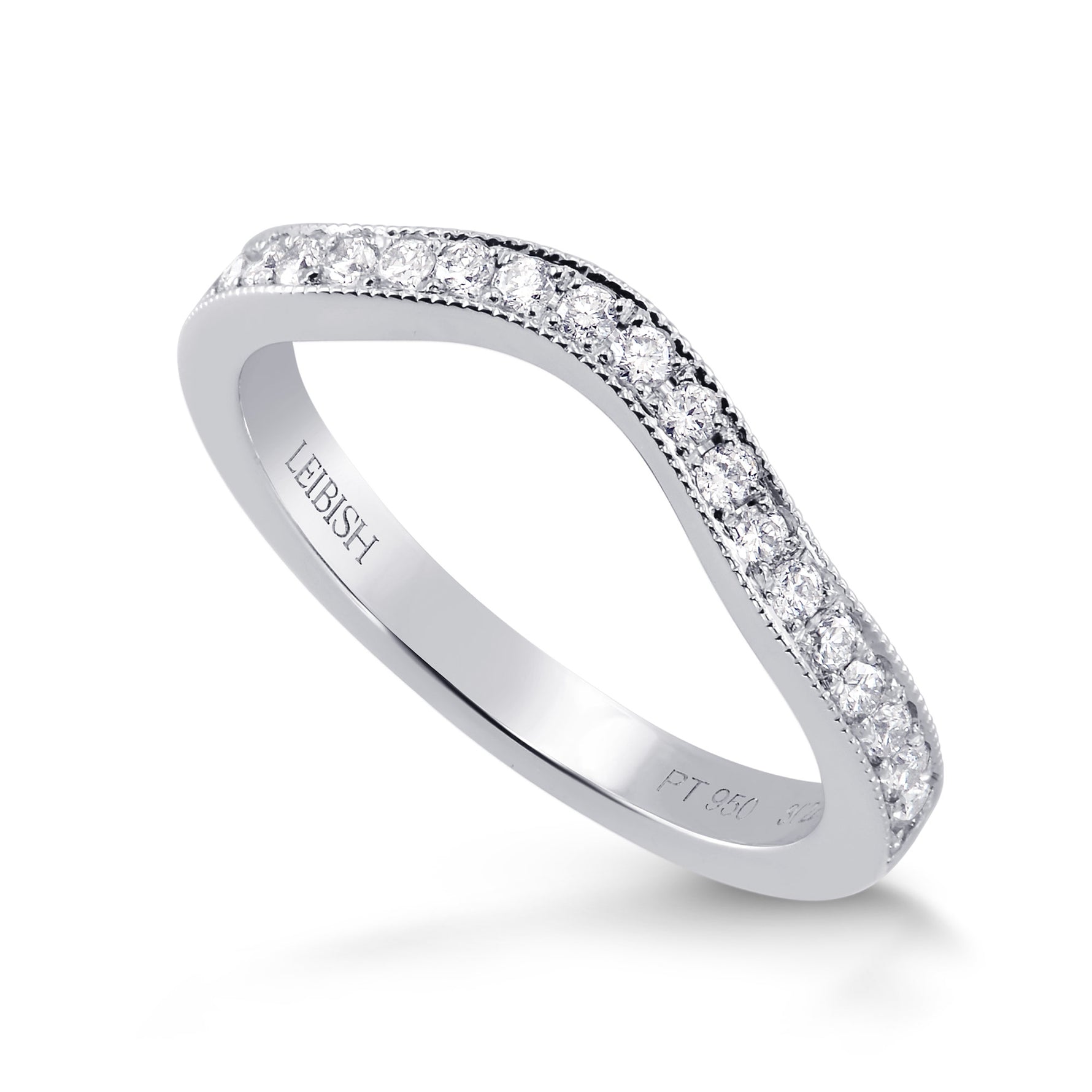 Contoured Milgrain Diamond Wedding Band