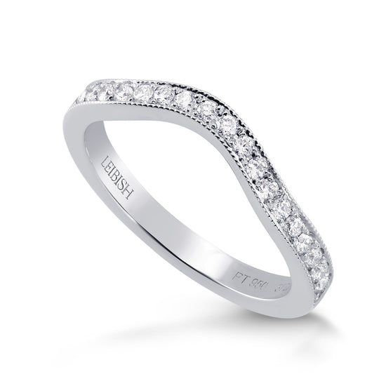 Contoured Milgrain Diamond Wedding Band