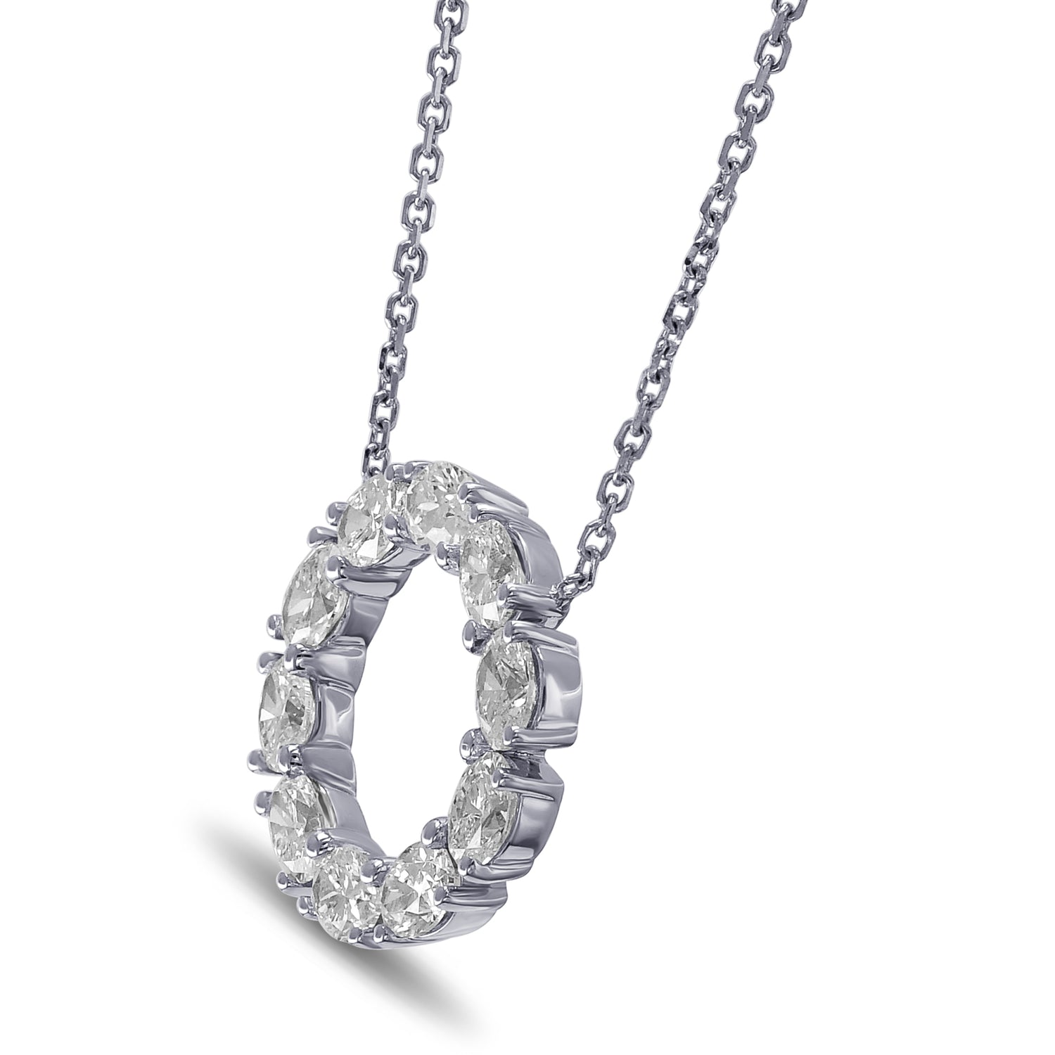Hoop Oval White Diamond Pendant - 2