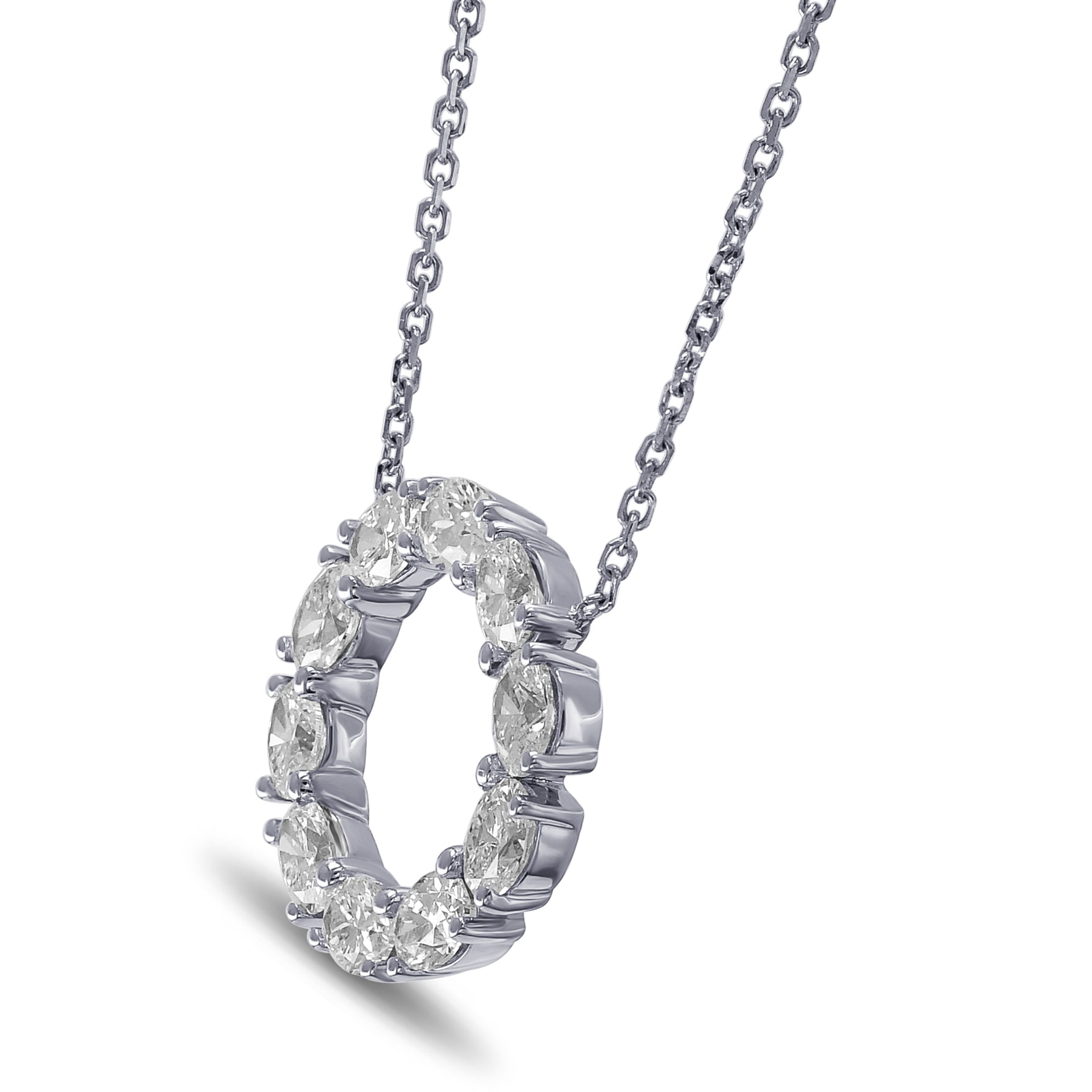 Hoop Oval White Diamond Pendant - 2