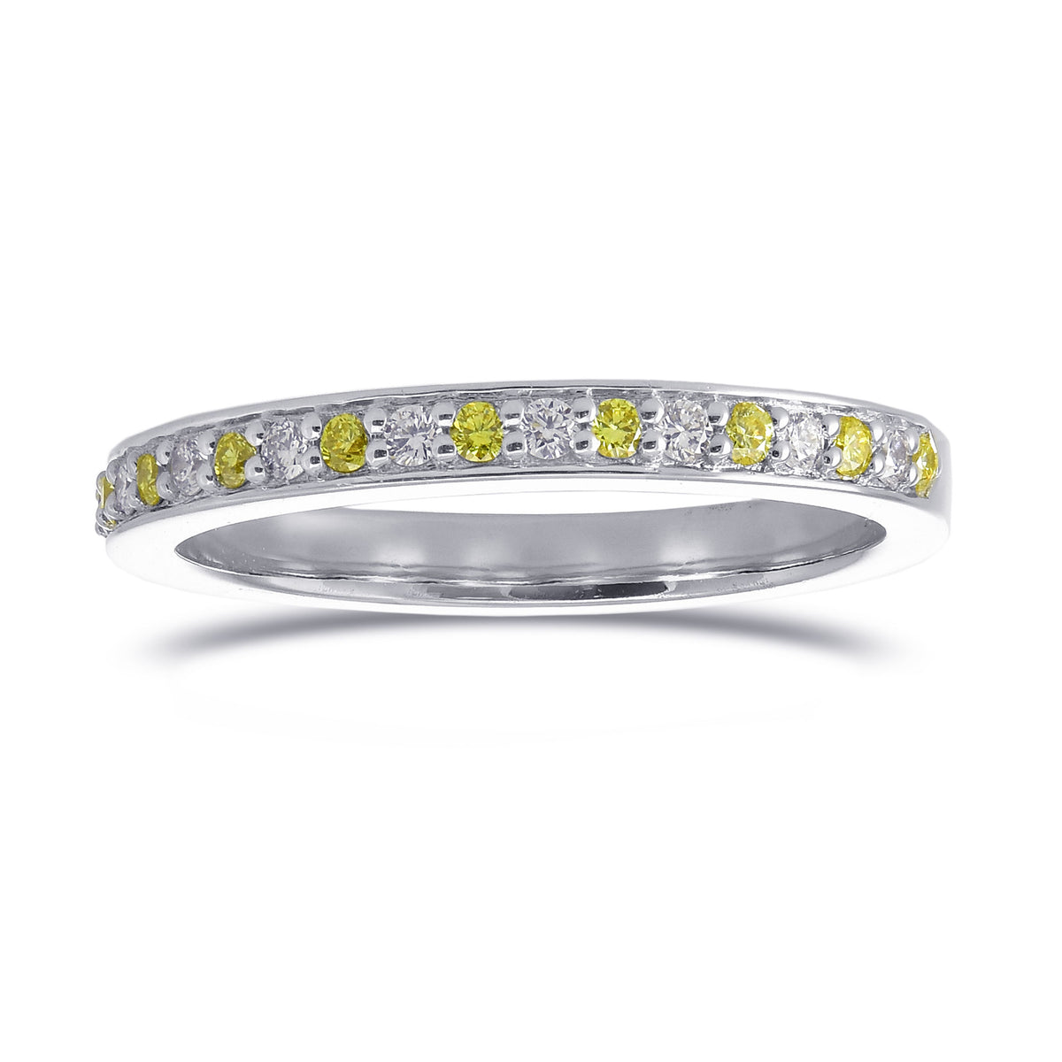 Yellow and White Diamond Open Pave Half Eternity Band