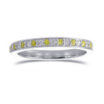Yellow and White Diamond Open Pave Half Eternity Band