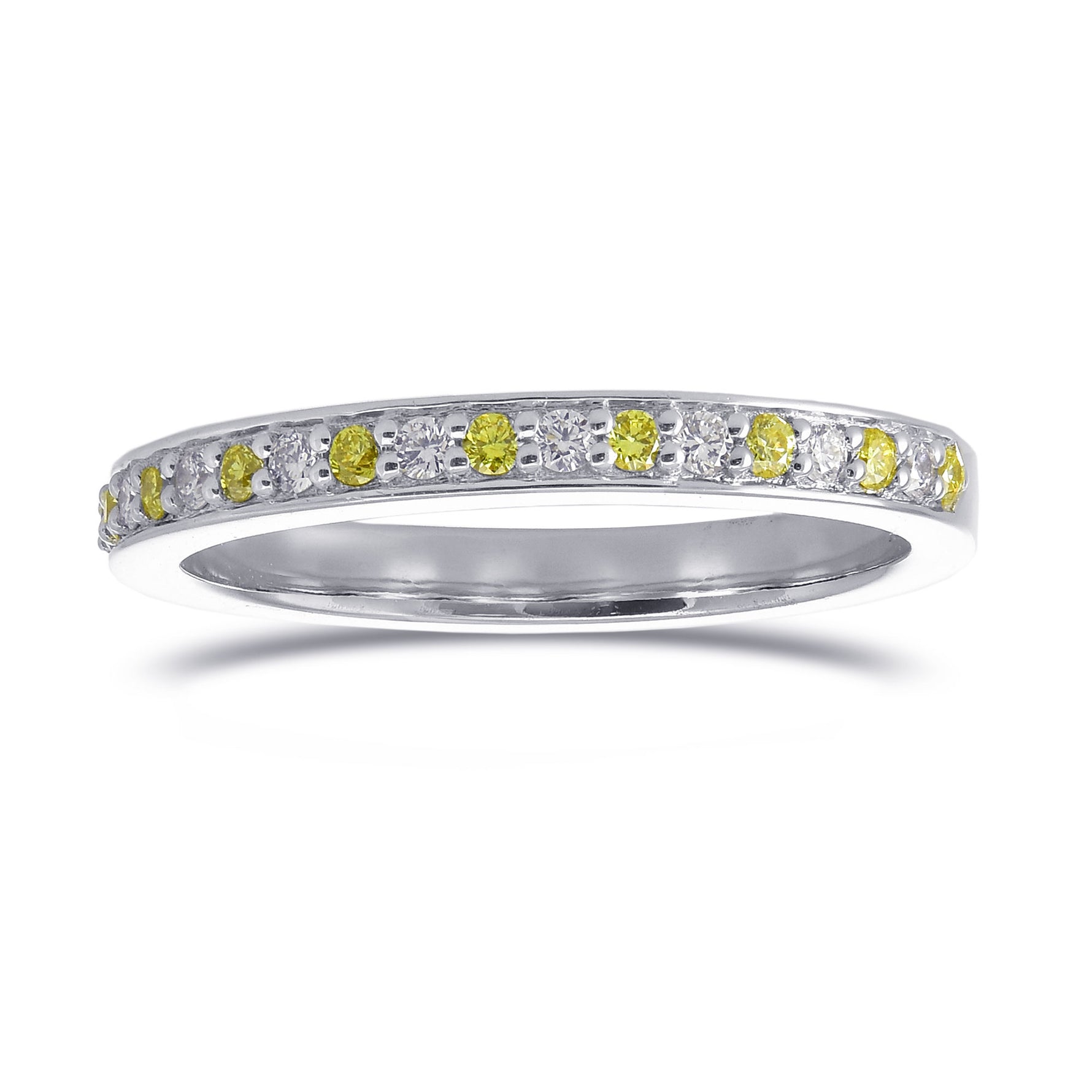 Yellow and White Diamond Open Pave Half Eternity Band