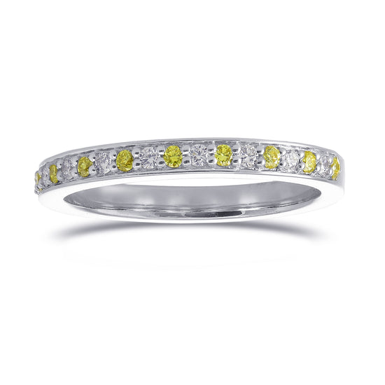 Yellow and White Diamond Open Pave Half Eternity Band