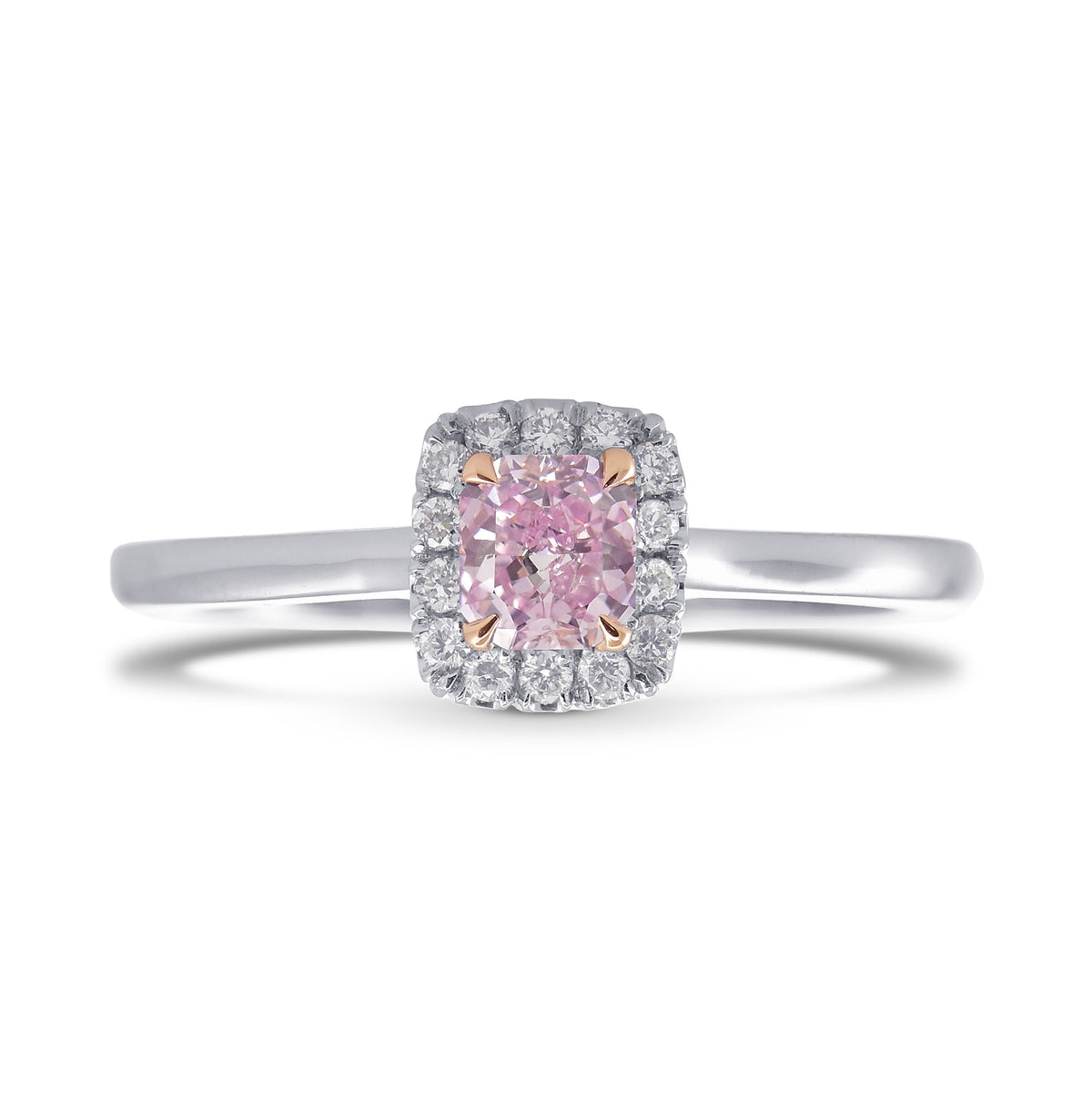  Fancy Purplish Pink Cushion Diamond, Halo Ring