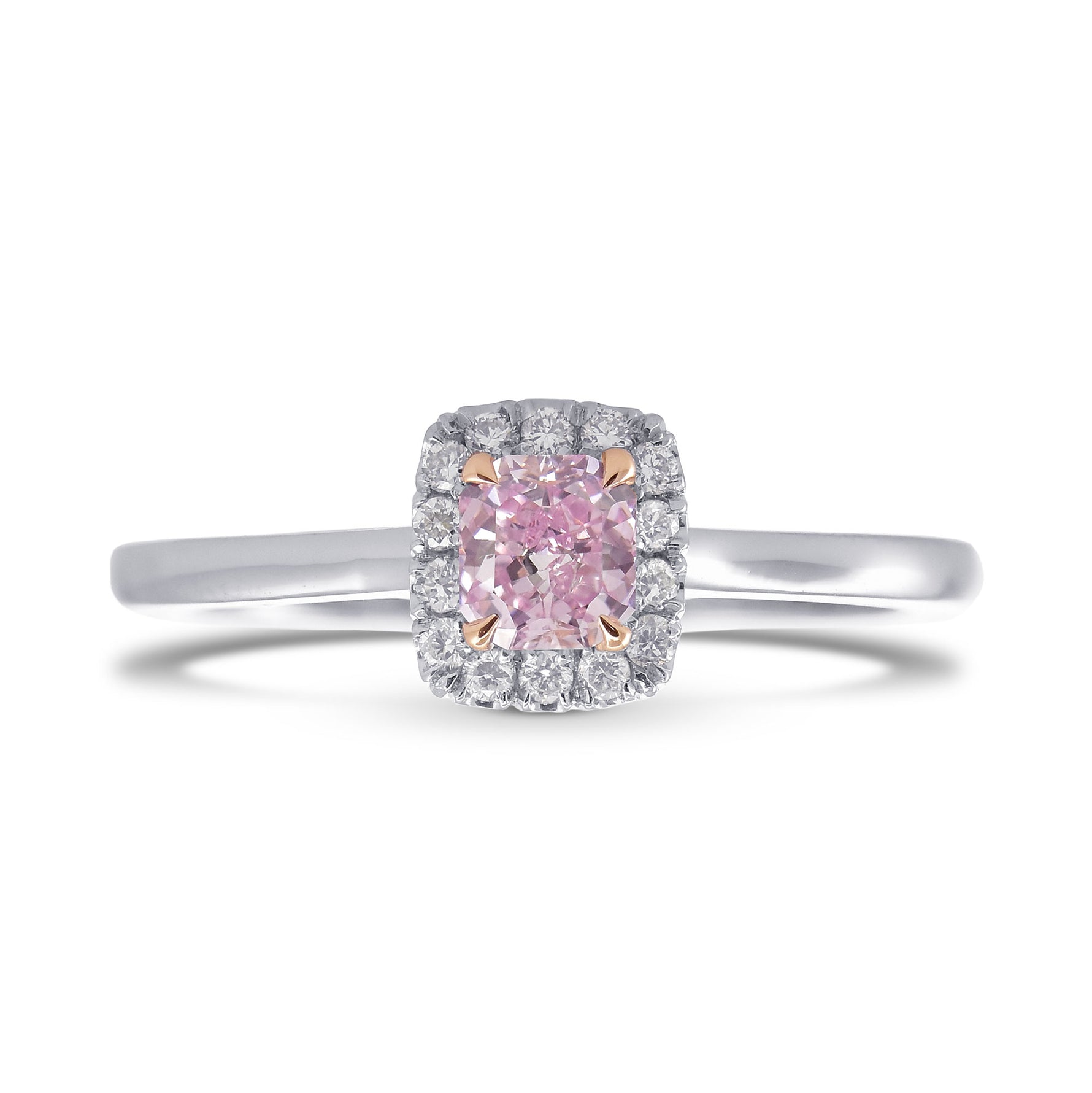  Fancy Purplish Pink Cushion Diamond, Halo Ring