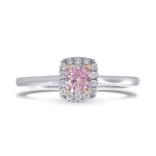  Fancy Purplish Pink Cushion Diamond, Halo Ring