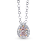 Fancy Light Purplish Pink Pear Diamond Halo Pendant