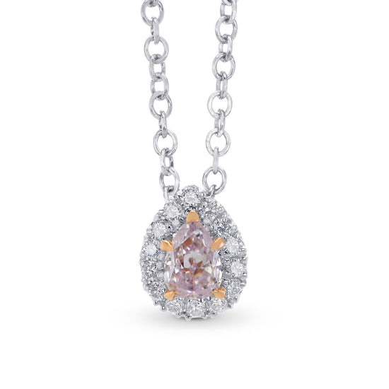 Fancy Light Purplish Pink Pear Diamond Halo Pendant