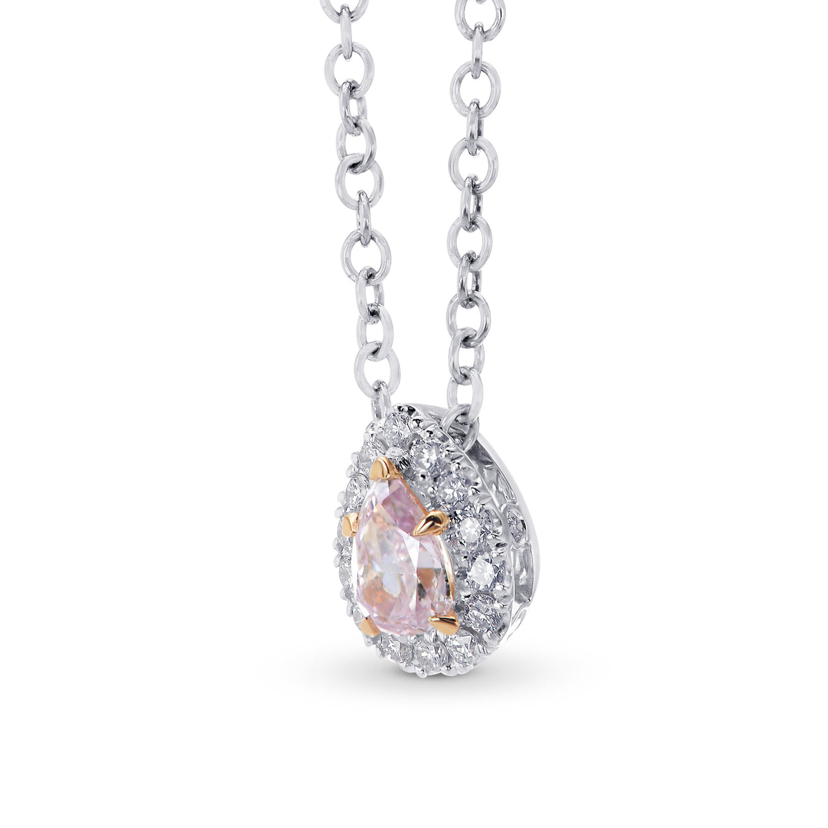 Fancy Light Purplish Pink Pear Diamond Halo Pendant