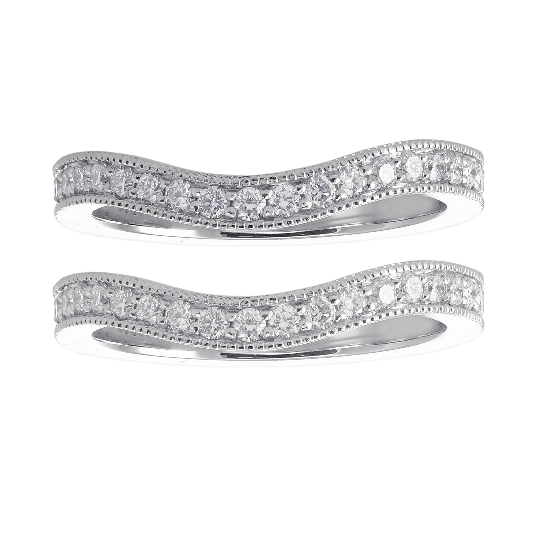 Two Contoured Diamond Wedding Rings