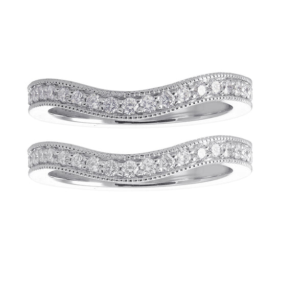 Two Contoured Diamond Wedding Rings